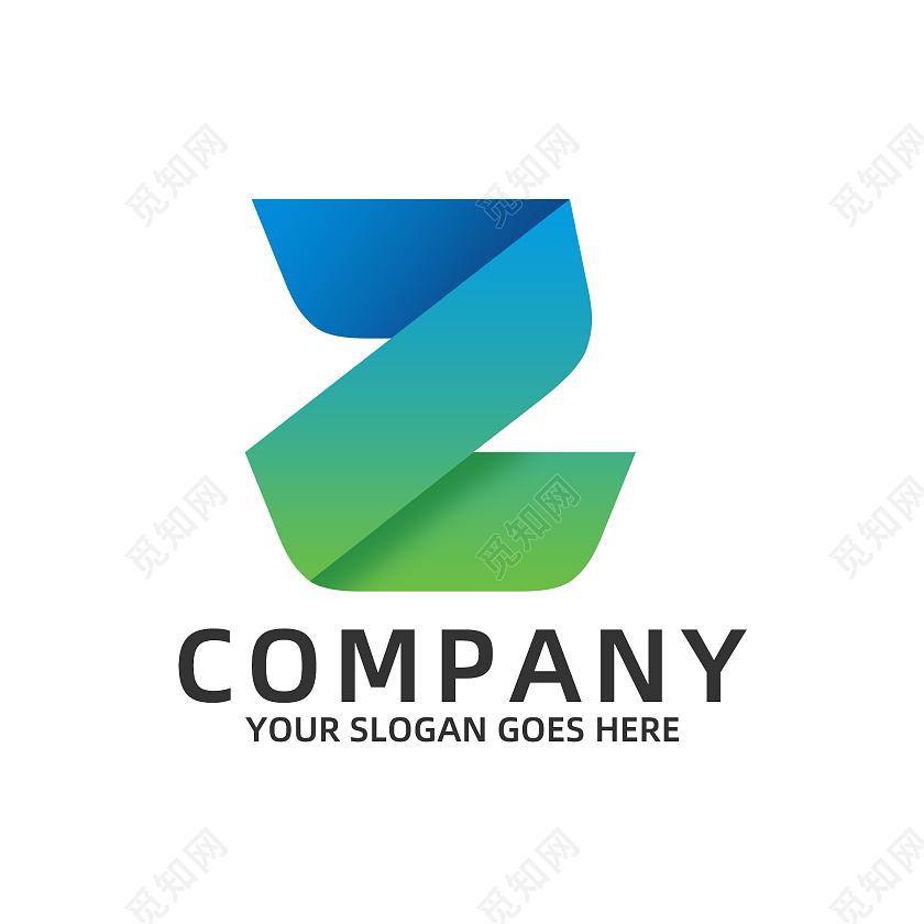 蓝绿渐变简约字母Zlogo企业标志标识英文字母logo设计