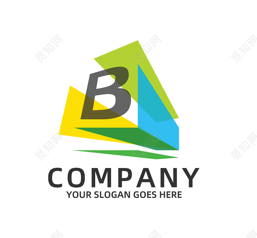 多彩黄绿蓝字母B企业logo标志标识英文字母logo设计