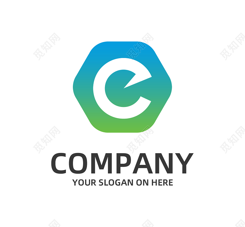 蓝绿渐变简约字母E通用logo企业标志标识英文字母logo设计