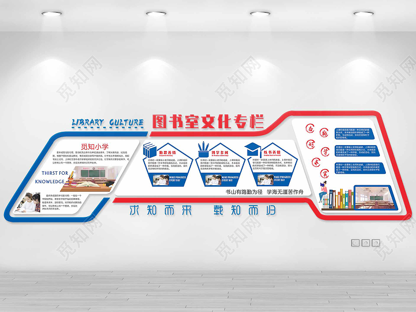 时尚图书馆图书室阅读学习文化墙图书馆文化墙