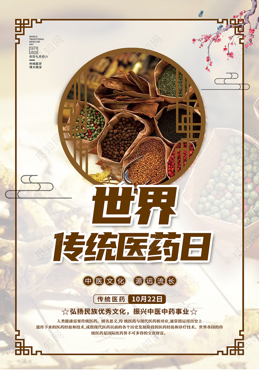 灰色简约中国风中药医药日海报背景世界传统医药日