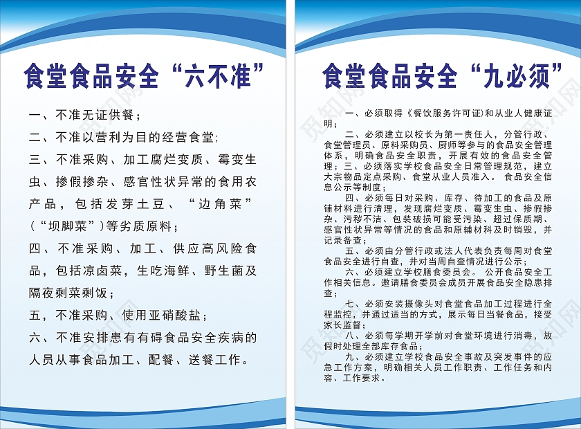 蓝色制度线条学校制度六不准食品安全制度学校食堂食品安全
