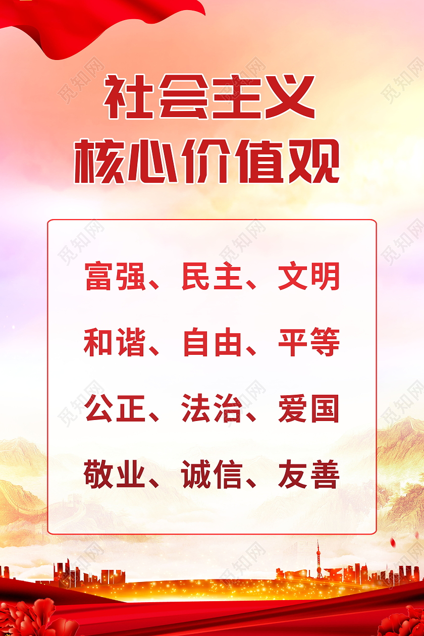 社会主义核心价值观富强民主文明和谐海报设计
