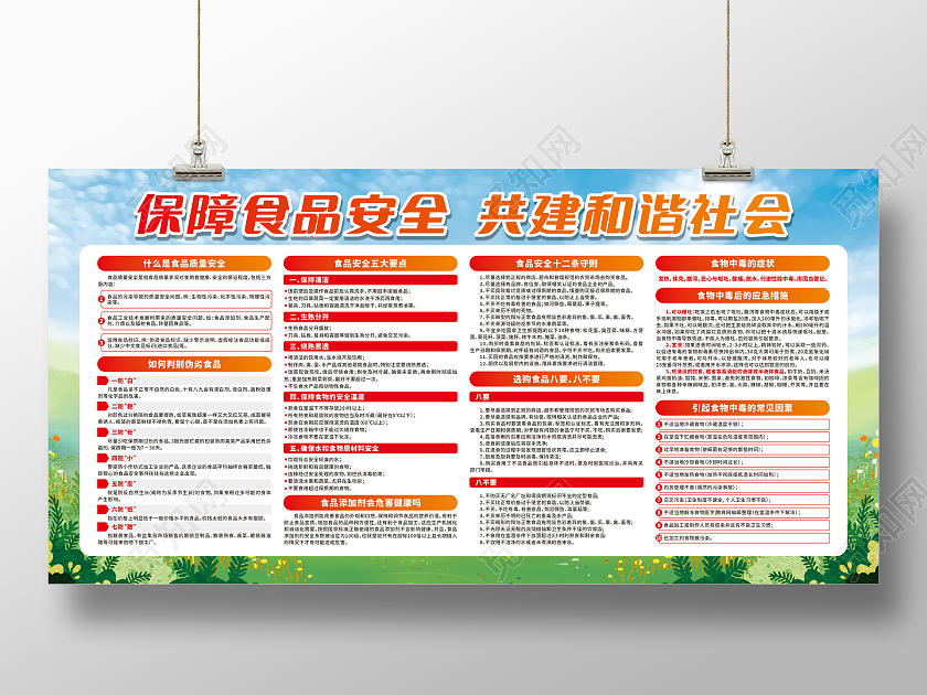 红色保障食品安全共建和谐社会宣传栏食品安全宣传栏