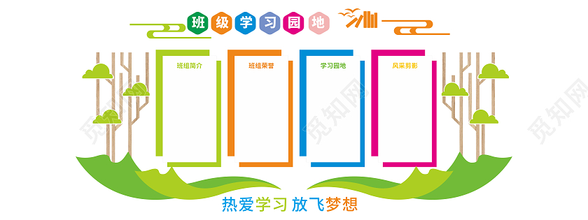 大气田园绿色风格班级学习园地文化墙