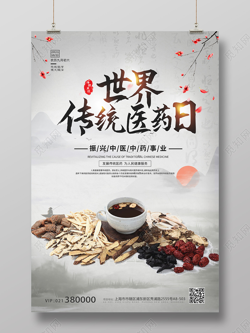 中国风古风中药世界医药日海报宣传世界传统医药日