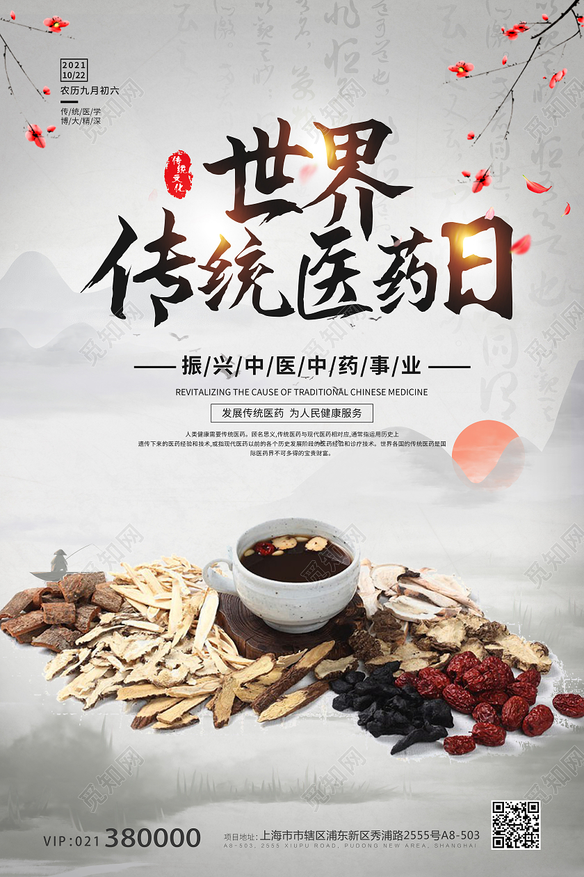 中国风古风中药世界医药日海报宣传世界传统医药日