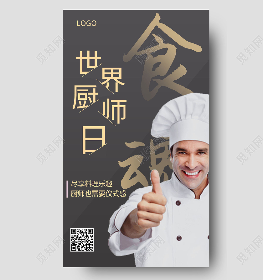 世界厨师日美味食品手机海报模板设计