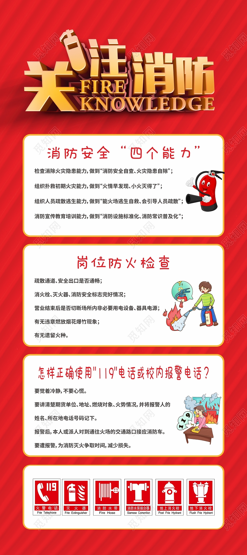 消防安全知识宣传海报展架易拉宝消防展架