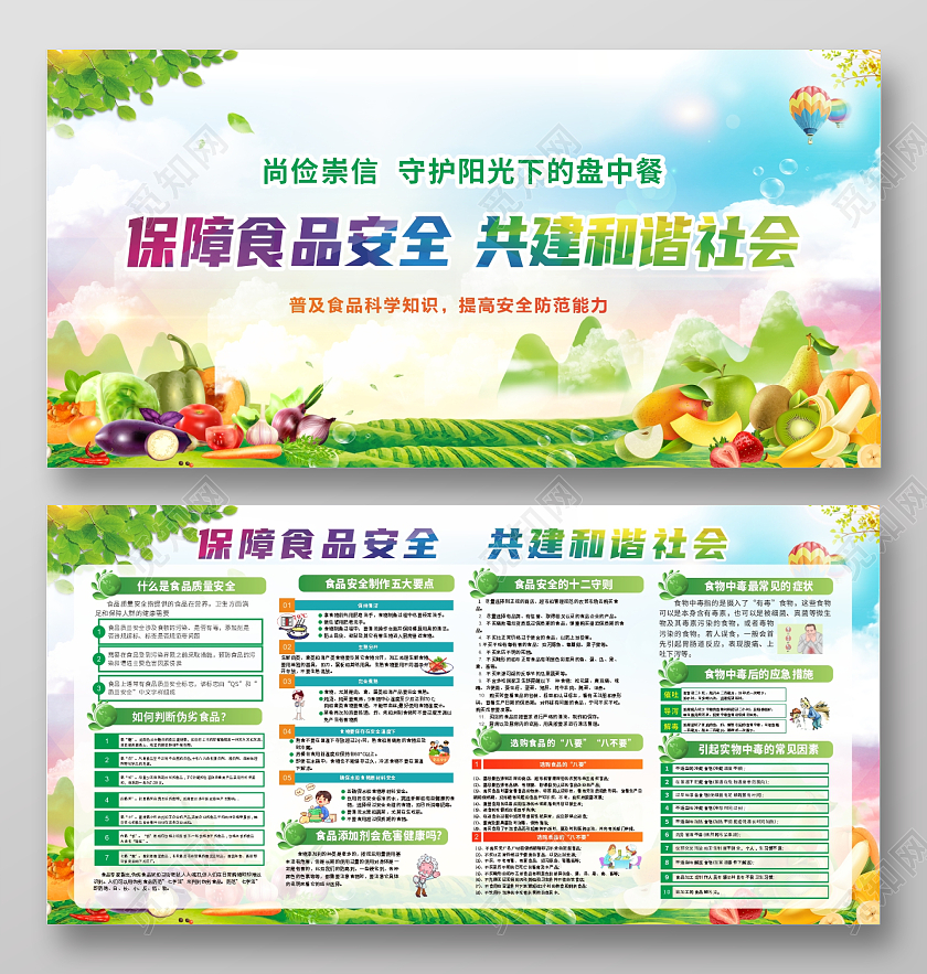 绿色蔬菜关注食品安全宣传栏构建和谐社会
