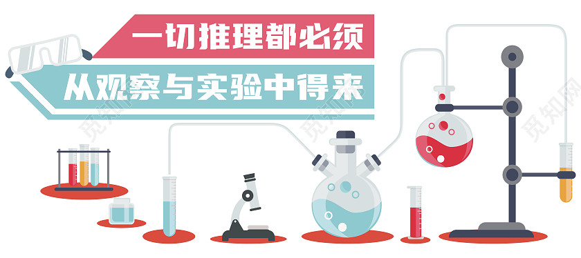 粉蓝色矢量简约元素仪器化学文化墙