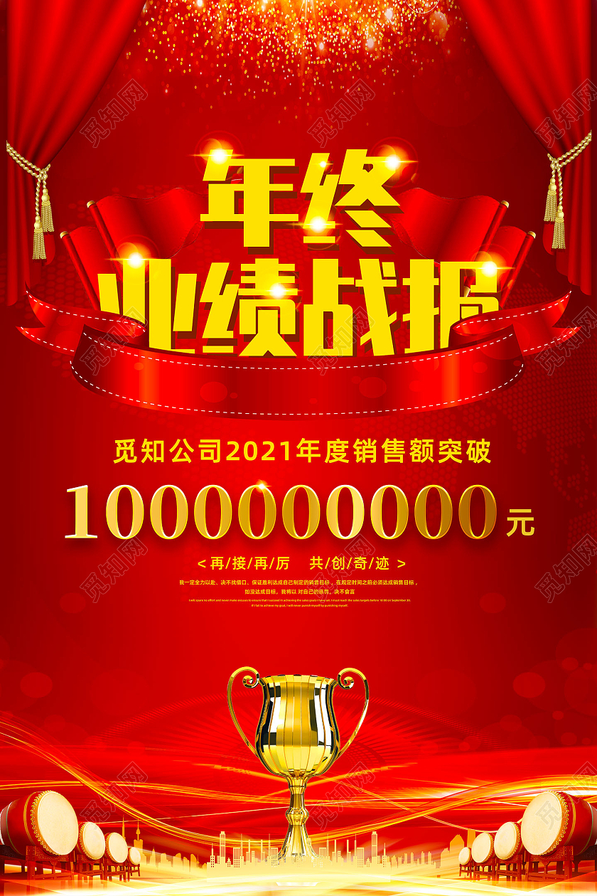 红色大气喜庆年终销售战报海报年终业绩战报海报