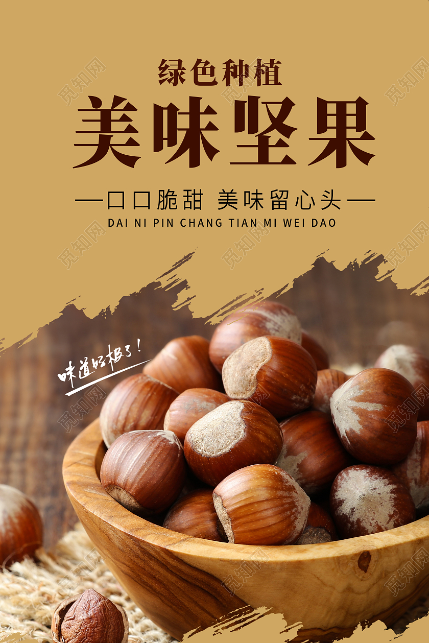 实景深色美味坚果今日限时抢购坚果海报
