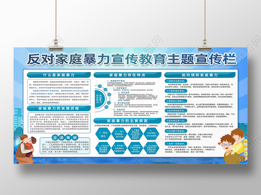 绿色简约反对家庭暴力宣传教育主题宣传栏展板反对家庭暴力展板