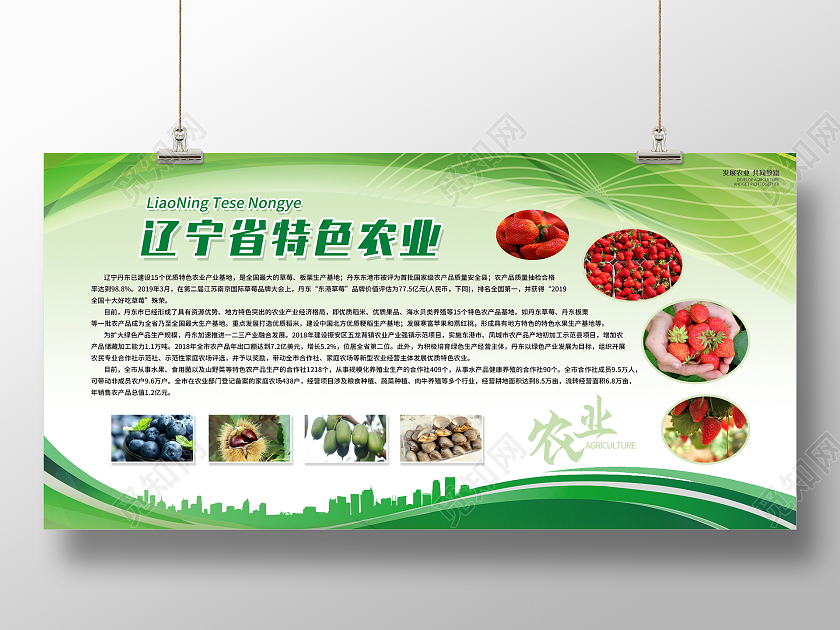绿色简约辽宁省特色农业展板宣传栏