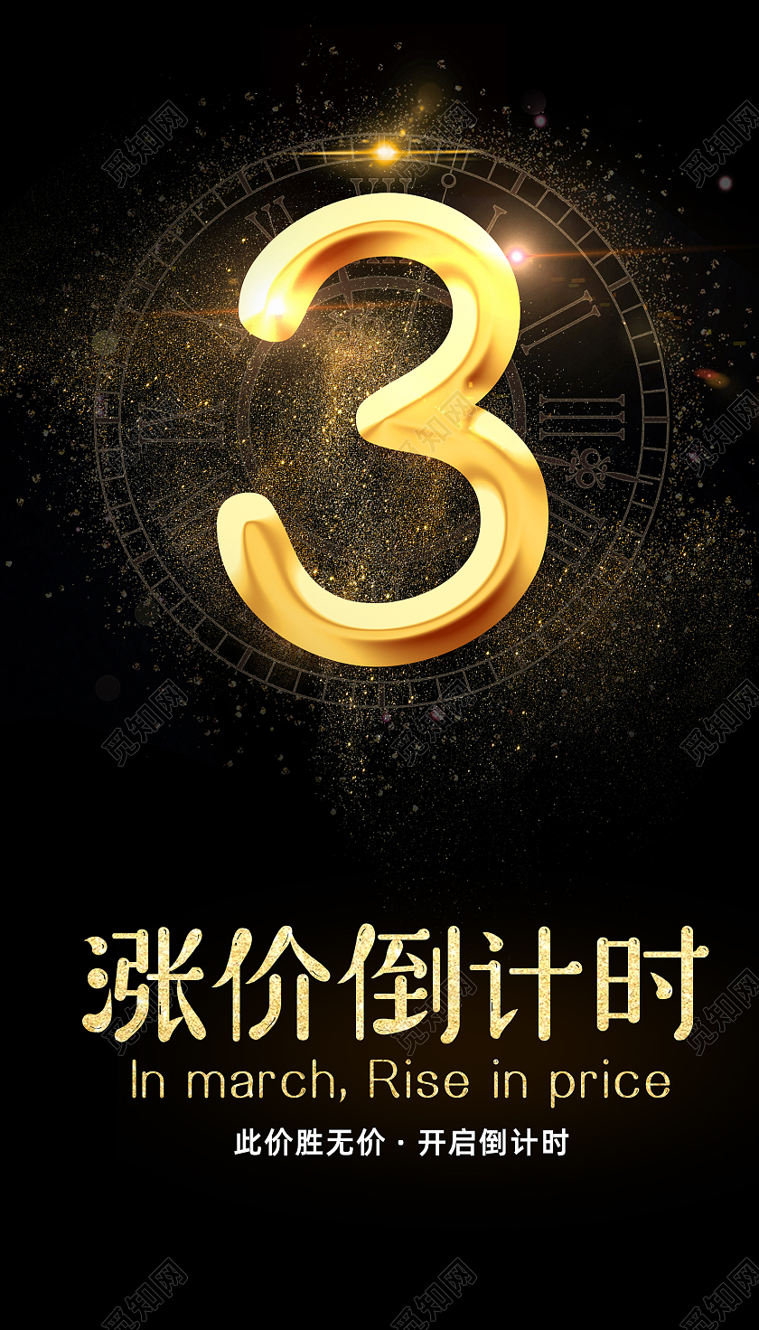 黑色高端简约创意涨价倒计时手机海报