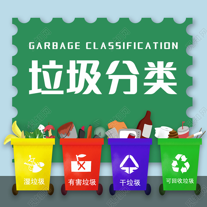 绿色环保扁平卡通垃圾分类公众号次图垃圾分类次图