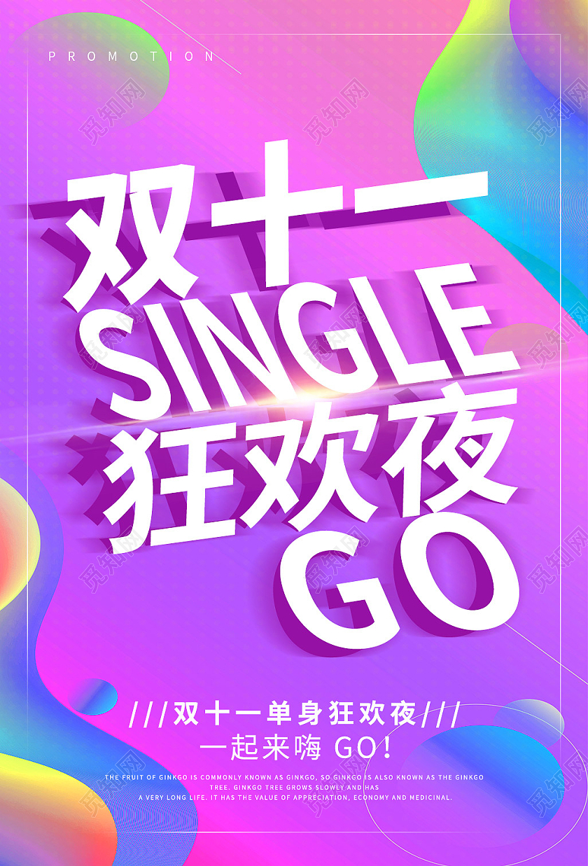 渐变流体双十一狂欢节预售促销海报宣传