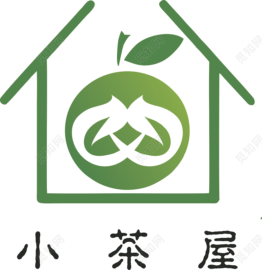 小茶屋茶logo绿色小清新环保茶logo