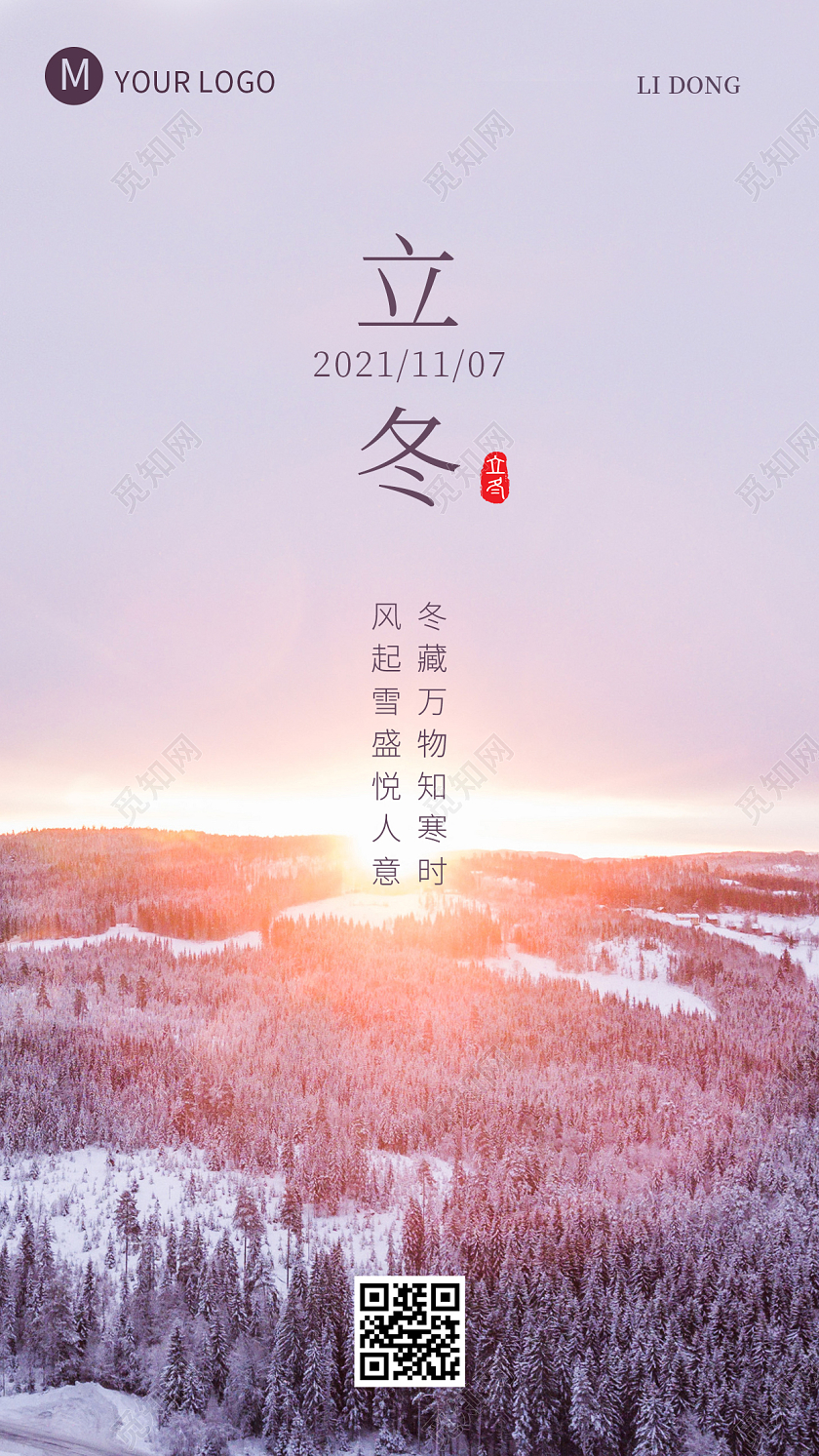 棕色背景实拍简约小清新立冬二十四节气手机海报立冬ui手机海报