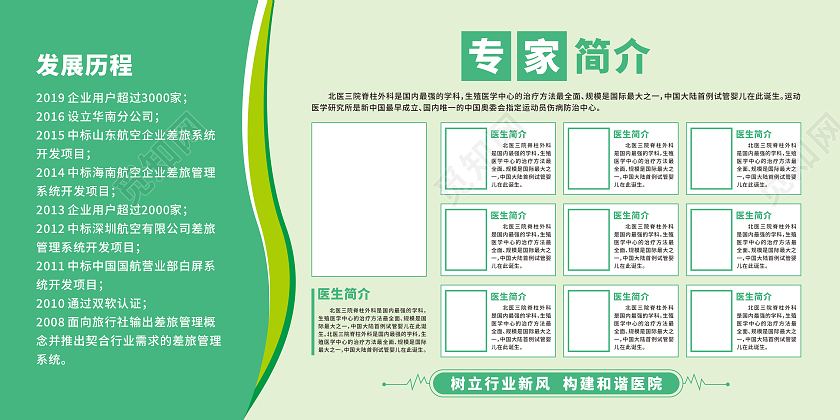 绿色几何医院简介医师简介宣传栏医院展板