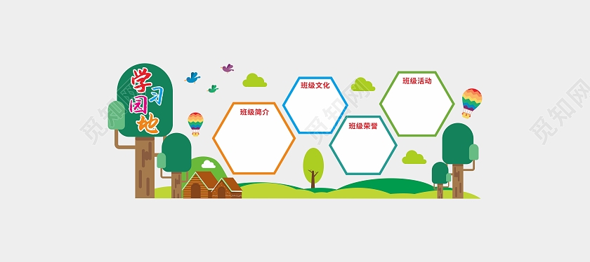 绿色简约大气学习园地班级园地文化墙学习园地文化墙
