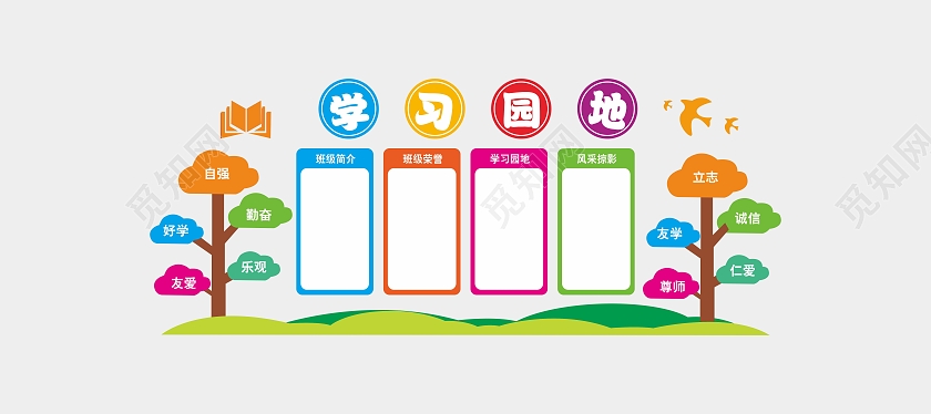 黄色简约大气学习园地班级园地文化墙学习园地文化墙