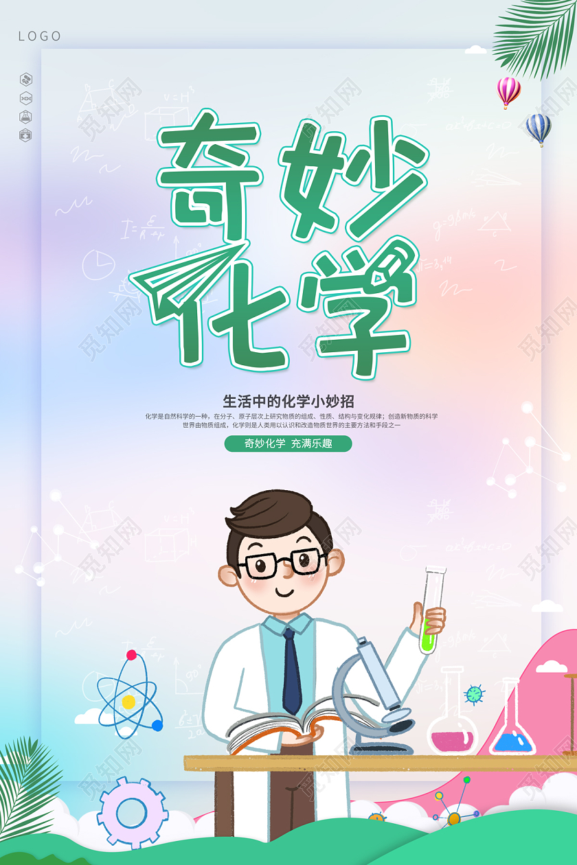 2021绿色卡通奇妙化学海报设计