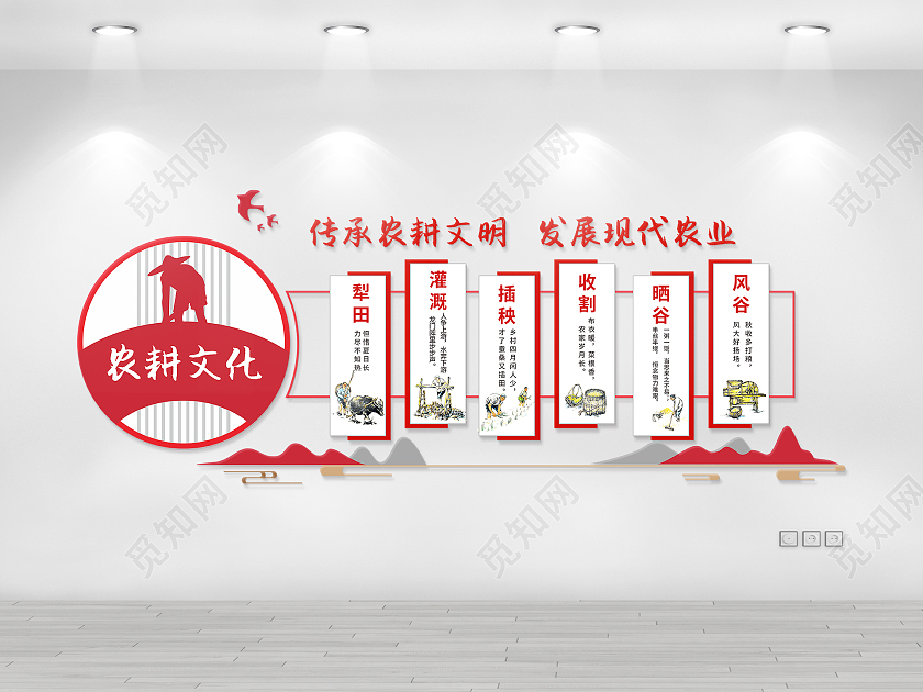 创意中式风格农村农耕知识宣传文化墙农耕文化墙