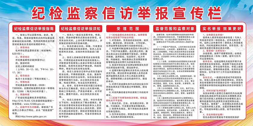 红色党建背景纪检监督信访举报指南展板
