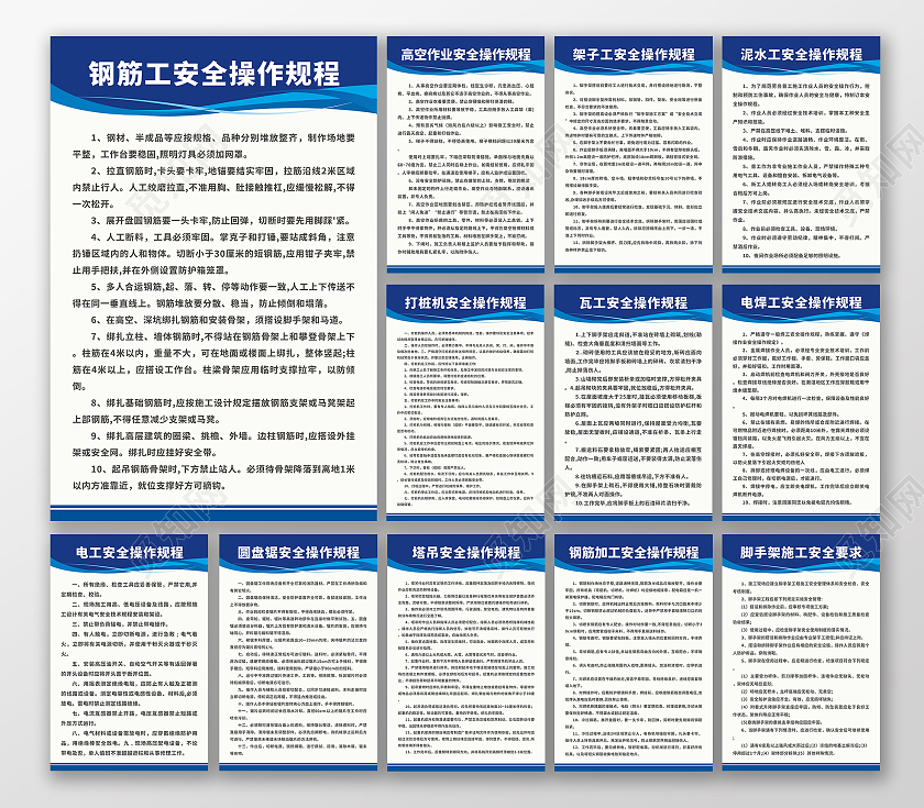 深蓝色渐变背景安全操作规程制度套图