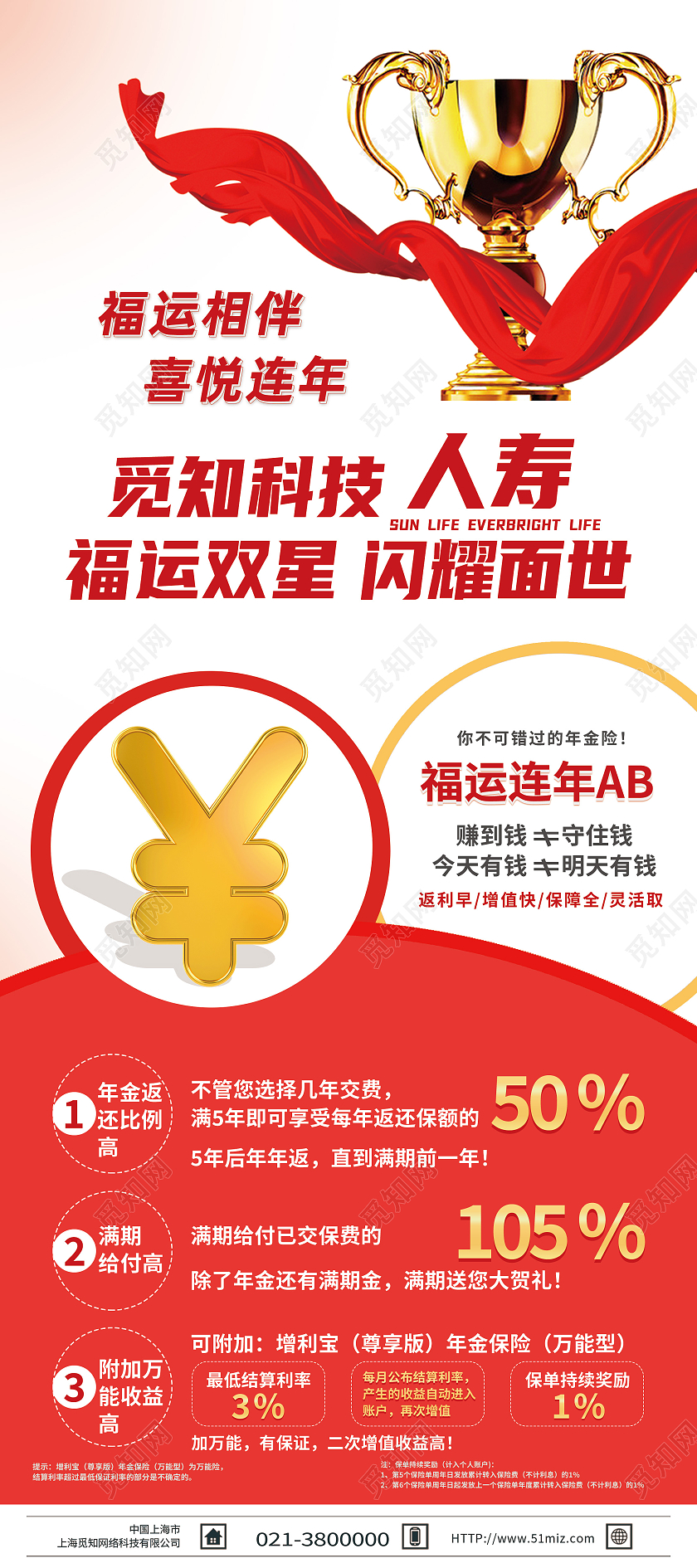 红色简约人寿保险保险产品保险展架易拉宝