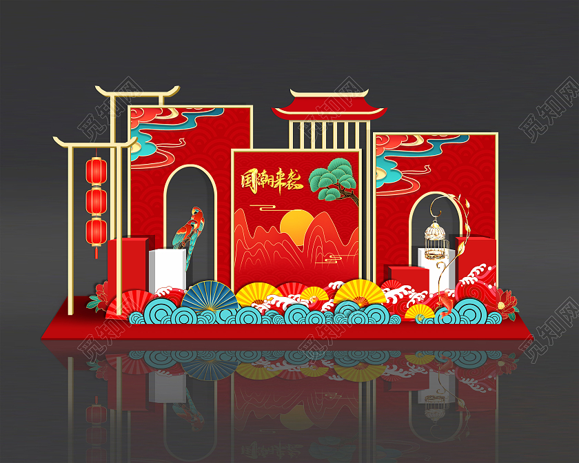 红色新中式国潮国潮来袭国潮美陈