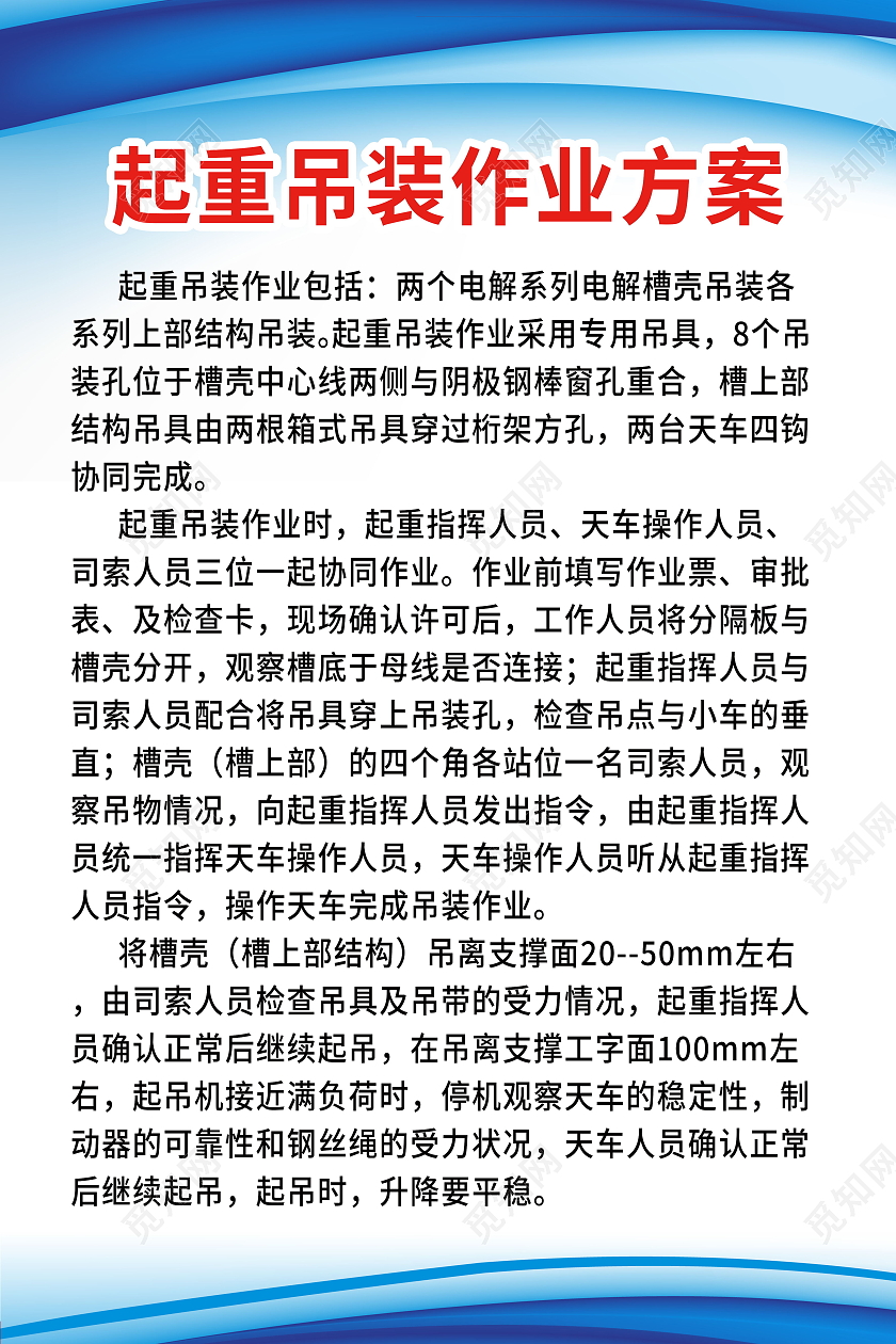 起重吊装作业方案内容海报模板设计方案展板