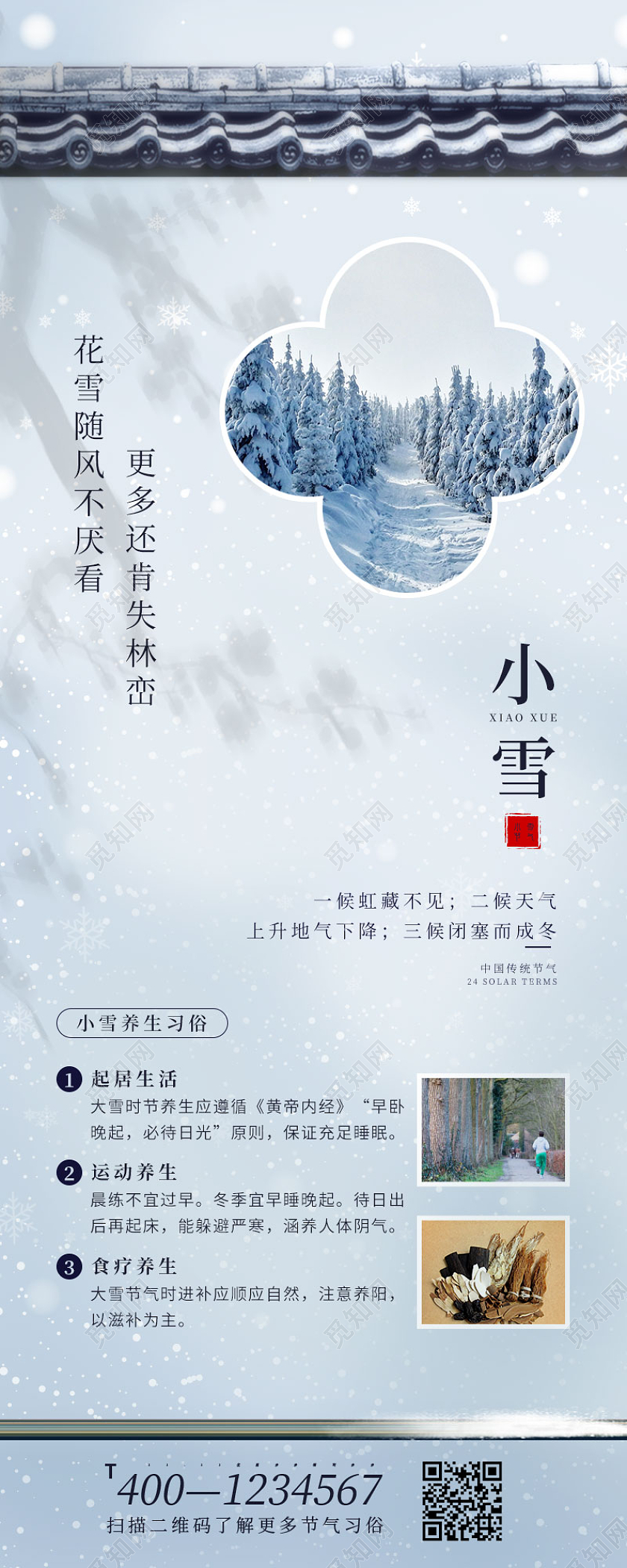 灰色意境小雪节气二十四节气ui手机长图小雪小雪长图