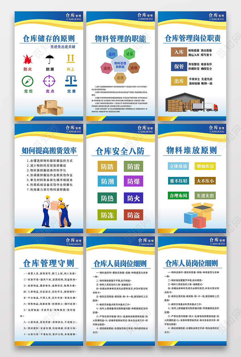 蓝色商务简约仓库存储制度仓储安全管理制度套图