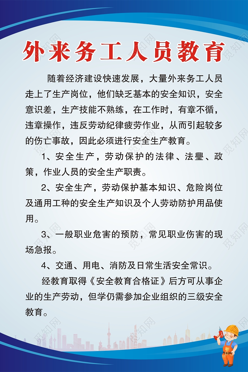 蓝色渐变大气背景安全检查制度工地制度套图