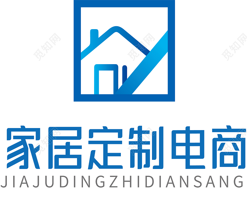 渐变蓝色简约渐变家居定制电商企业公司品牌logo家居logo