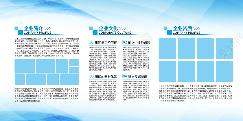 蓝色背景公司简介展板公司文化企业简介公司简介展板