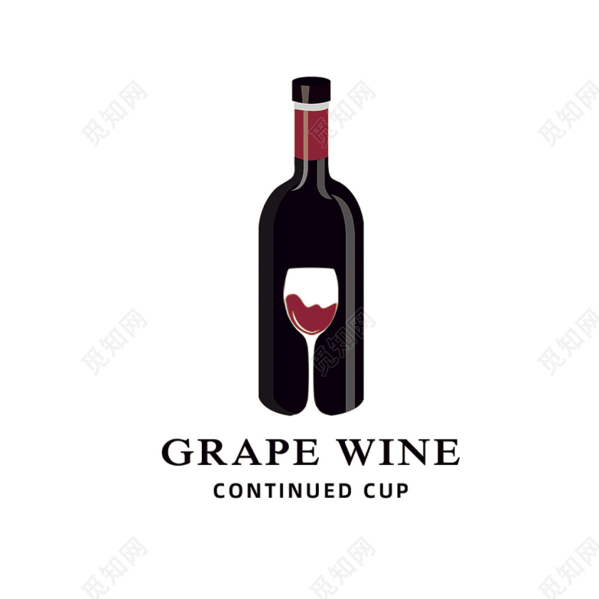 红黑色简约写实风正负形红酒logo标志