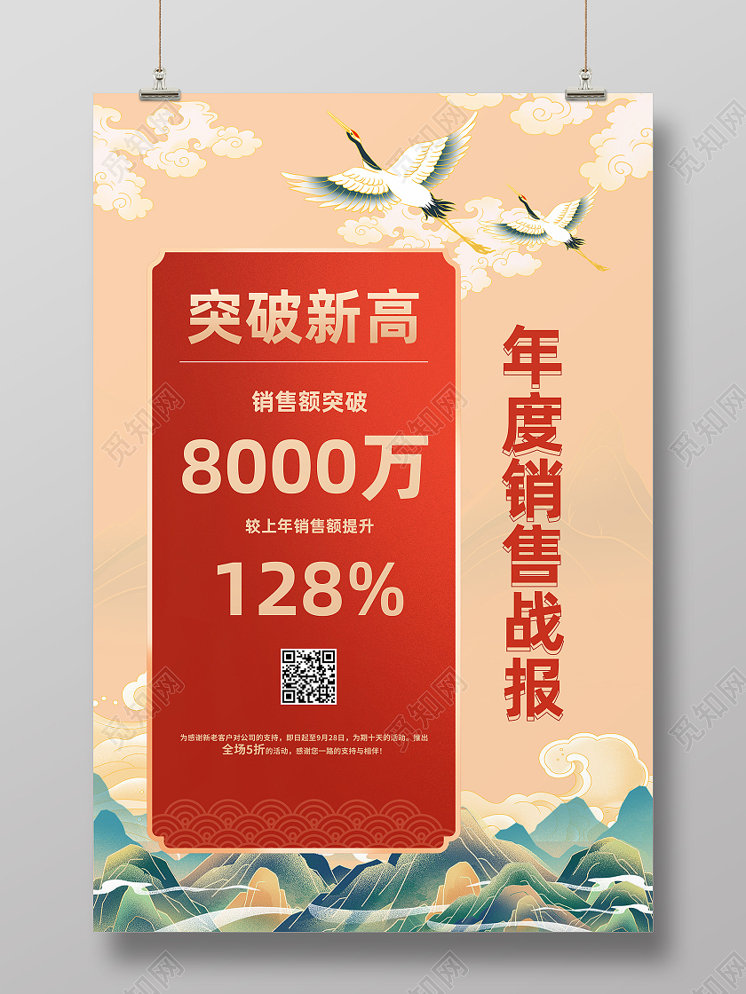 红色国潮风年度销售战报销售战报喜报宣传海报国潮风销售战报喜报宣传海报