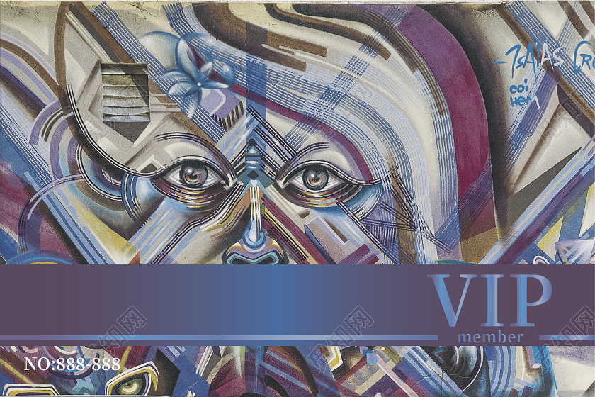 紫色艺术人物艺术VIP会员卡排版设计艺术会员卡