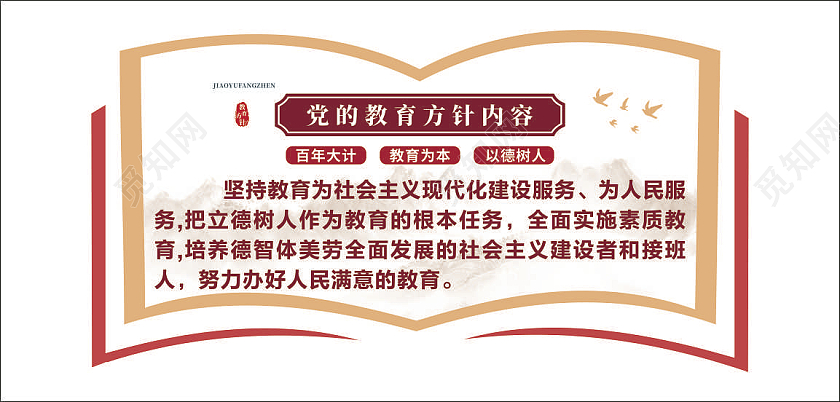 中国风简约大气党的教育方针文化墙