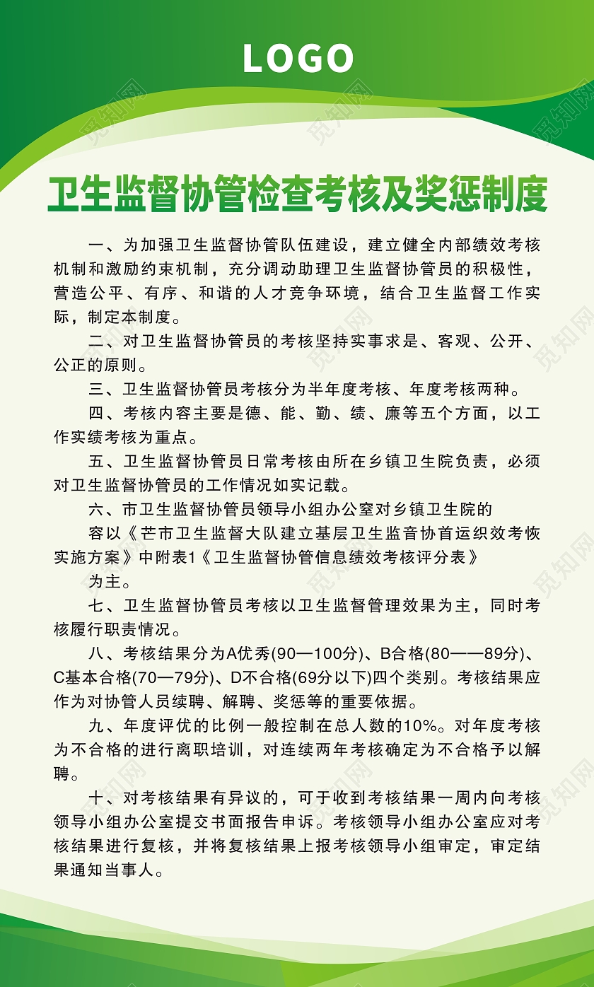 绿色渐变大气背景卫生院监督协管工作制度制度套图