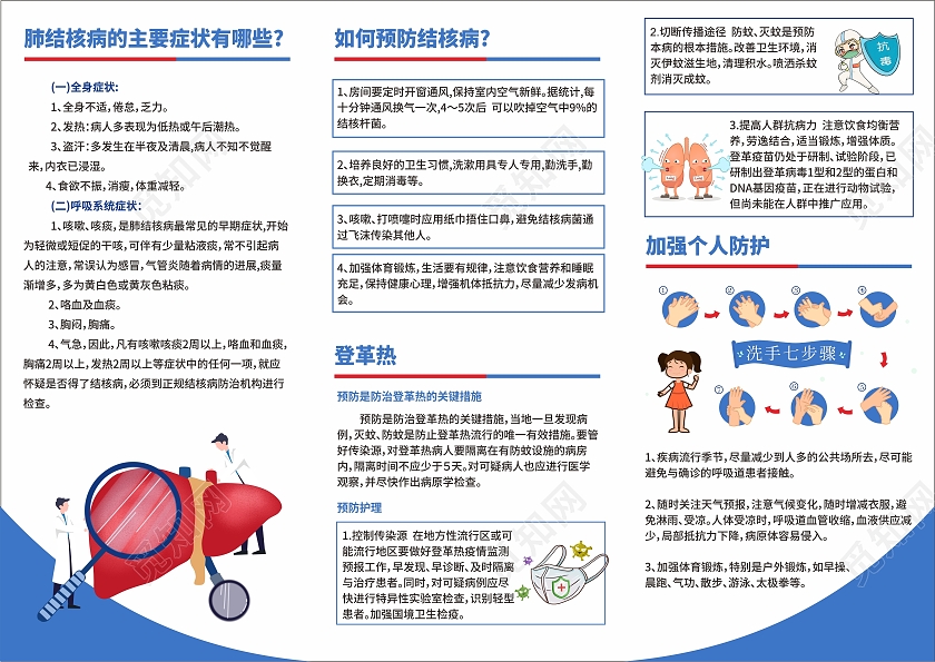 蓝色秋冬季预防冬季传染病预防宣传栏三折页