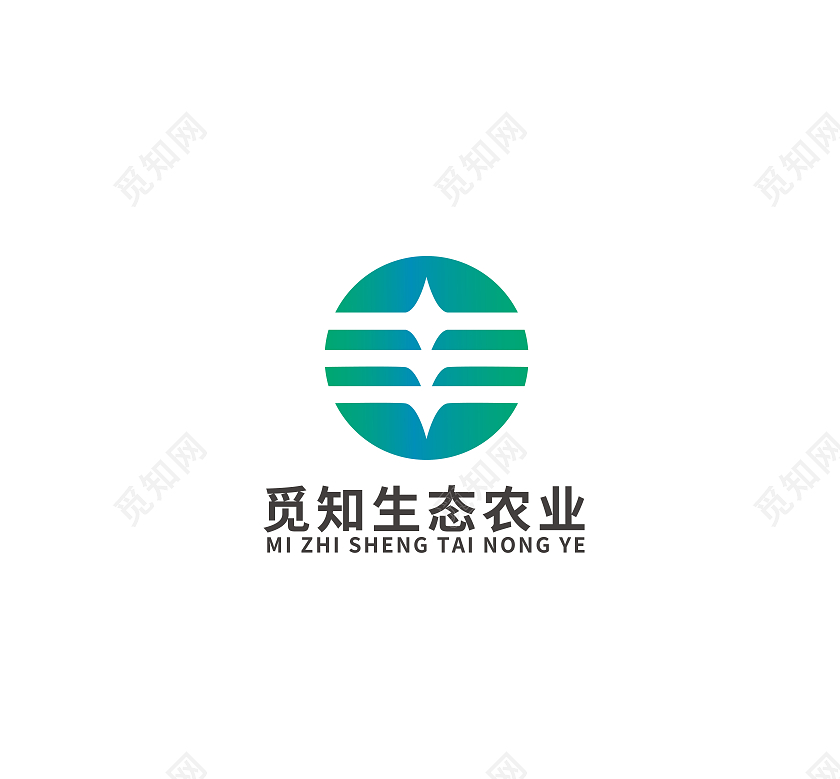 蓝色渐变简约风觅知生态农业农业logo