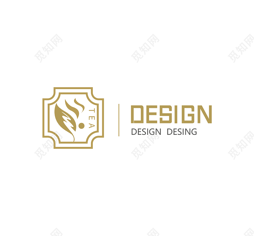 金色简约茶叶茶叶logo标识logo茶logo