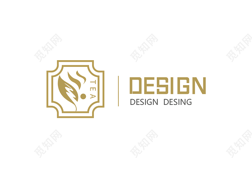 金色简约茶叶茶叶logo标识logo茶logo