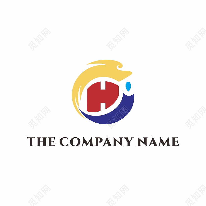 龙腾四海logo汉字四与海字母H结合龙降雨汇入大海龙logo