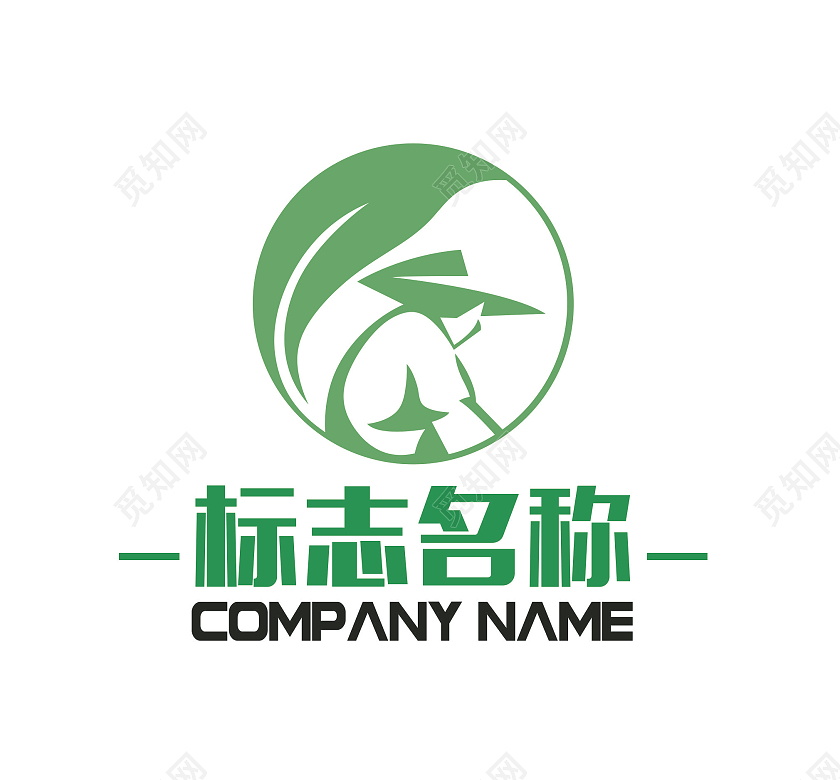绿色农民圆圈logo标志okl农业logo